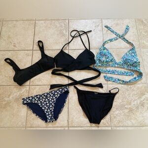 Black and Floral Aerie 5 Piece Bikini Bundle Lot